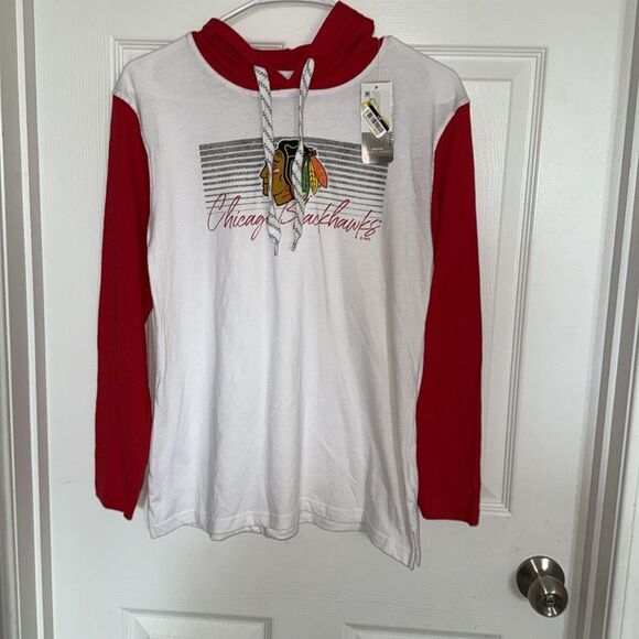 Womens Chicago Blackhawks lightweight 100% cotton Hoodie long sleeves top S NWT - Picture 5 of 13